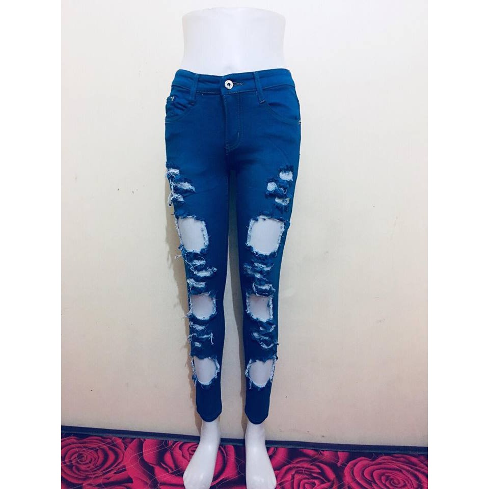 navy blue ripped jeans