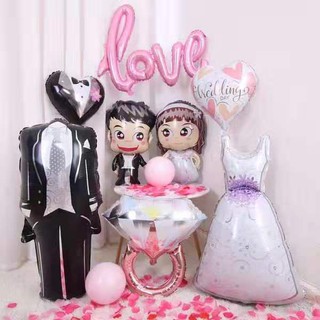26 inches Wedding love theme 3D Blink Diamond Ring Gold and Rose Gold modeling aluminum foil balloon #7