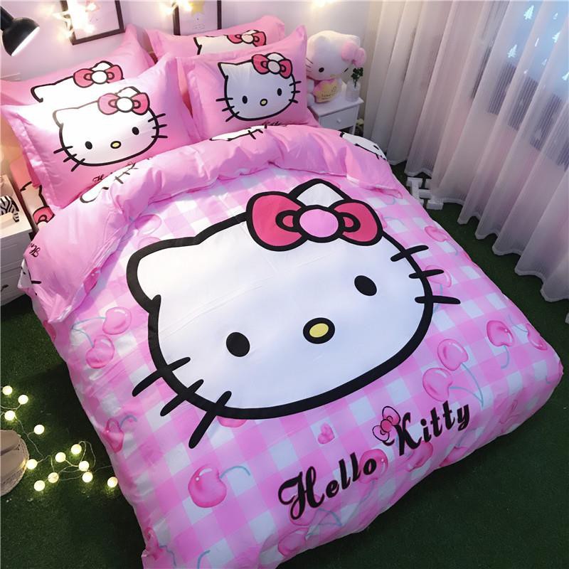 Cartoon Cotton Four Piece Princess Cute Quilt Set Hello Kitty