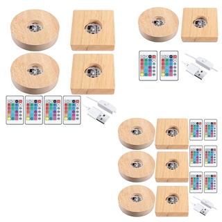 Promotion! Wooden LED Night Light Base Lighted Display Lamp Base Stand With Remote Control For 3D Cr