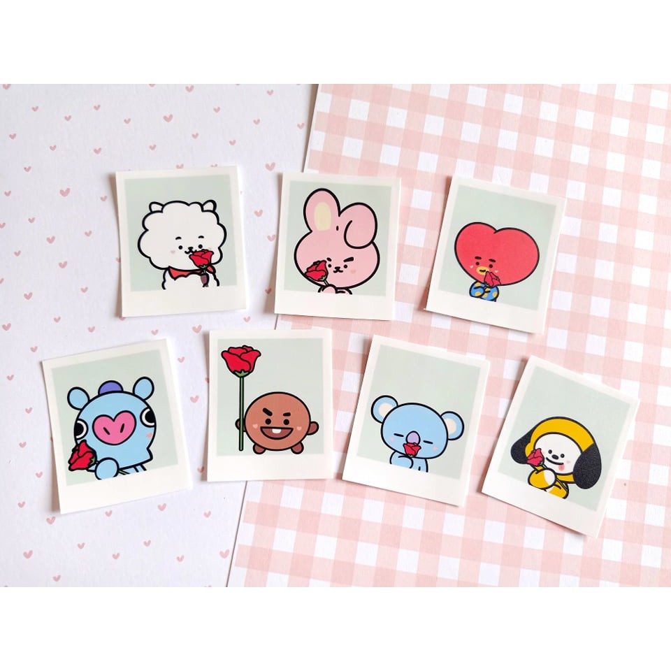 BT21 ROSE POLAROID STICKER  PACK KPOP  PLANNER BUJO KDRAMA 