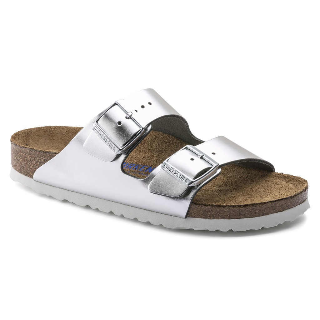 ladies silver birkenstocks
