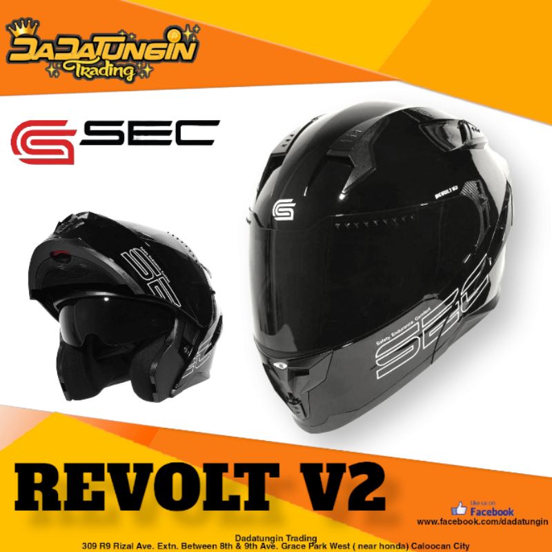 SEC Revolt v2 Modular Dual Visor Helmet w/ Free Extra Clear Visor and