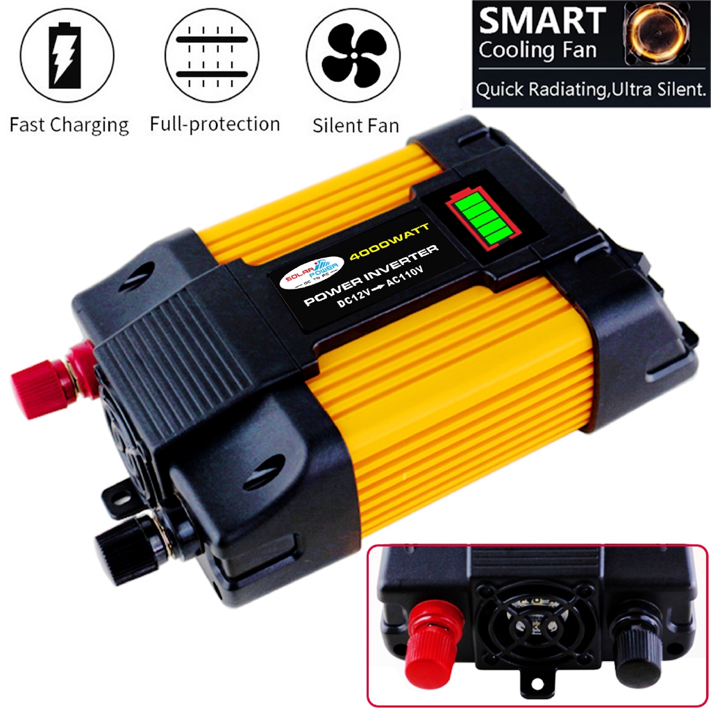 Peaks Power 4000W 12V DC TO 110V/220V AC Car Power Inverter Solar ...