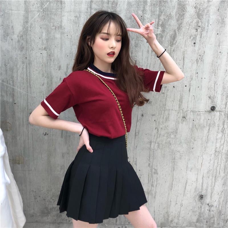 Korean Style Cotton Shirt And Skirt Set | Shopee Philippines