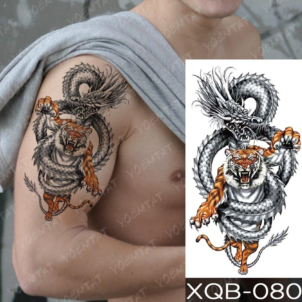 ◙2pcs Waterproof Temporary Tattoo Sticker Geometric Tiger Lion Wolf Fox Flash  Tattoos Dragon Body A | Shopee Philippines