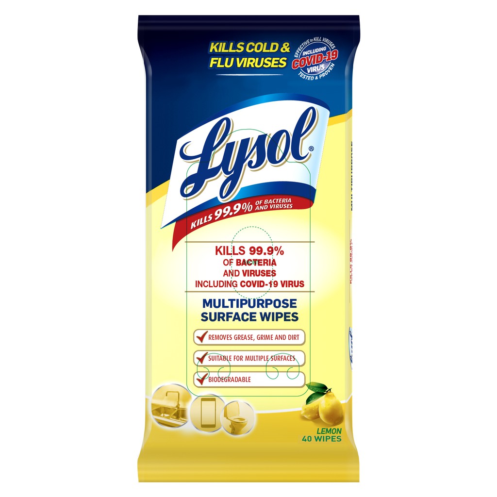Lysol Multipurpose Surface Wipes Lemon 40S Shopee Philippines