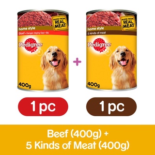 ♟¤❦PEDIGREE Dog Food - Wet Dog Food Can with 5 Kinds of Meat and Beef Flavor (2-Pack), 400g. Dog Foo