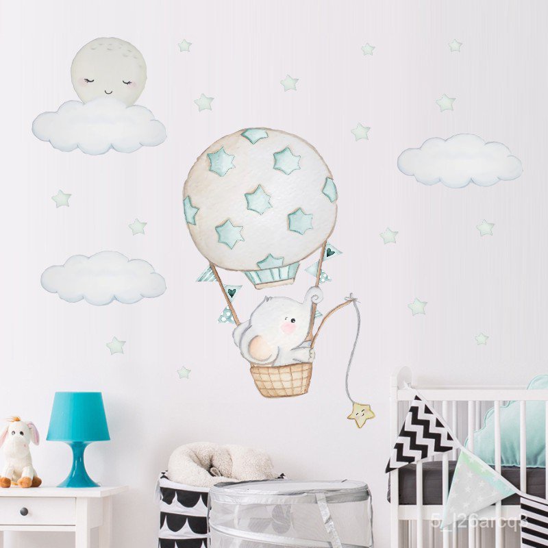 Cartoon Baby Elephant Wall Stickers for Kids Room Baby Nursery Room