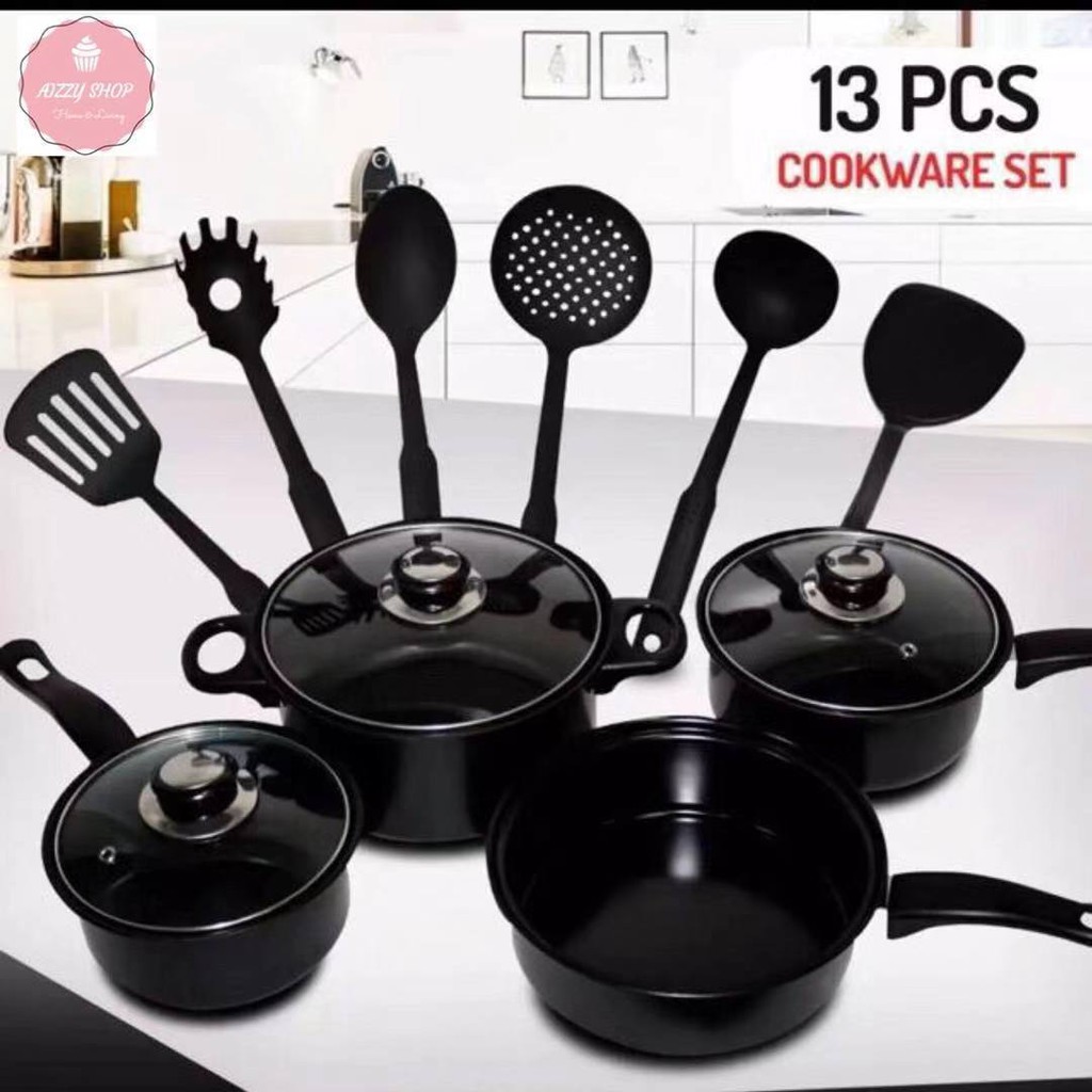 ⭐AIZZY SHOP⭐ 13Pcs Kitchenware Cookware Set NonStick/Soup Pot/Fry Pan Shopee Philippines