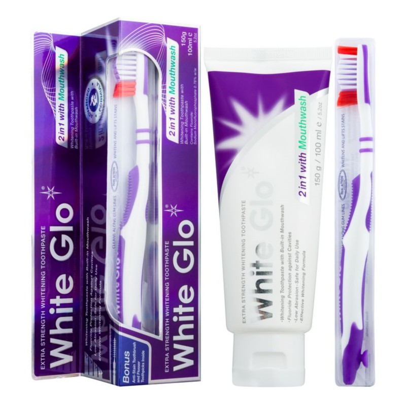 White Glo Extra Strength Whitening Toothpaste 2 In 1 Mouth Wash 