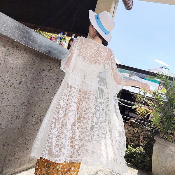 long white lace cover up