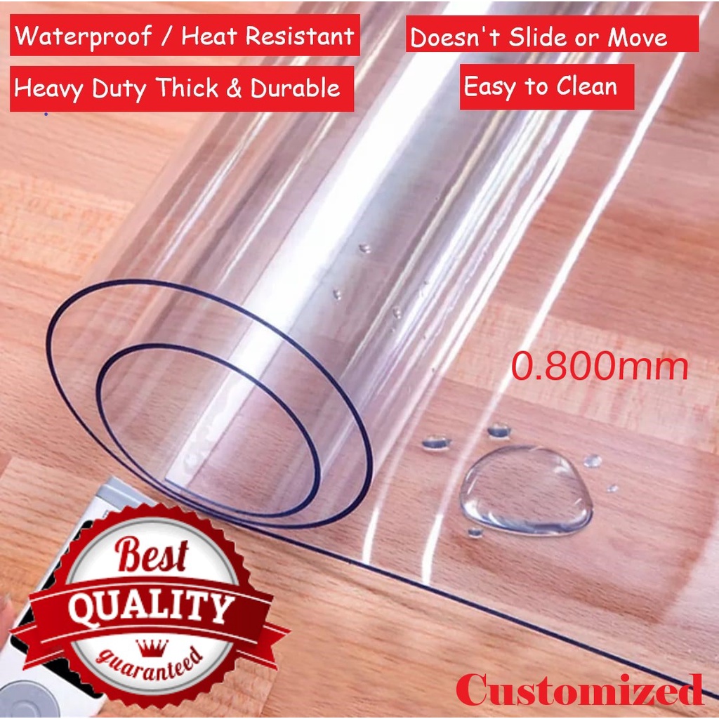 0.800mm THICK Clear Plastic Cover PVC Heat Resistant TableTop Protector ...