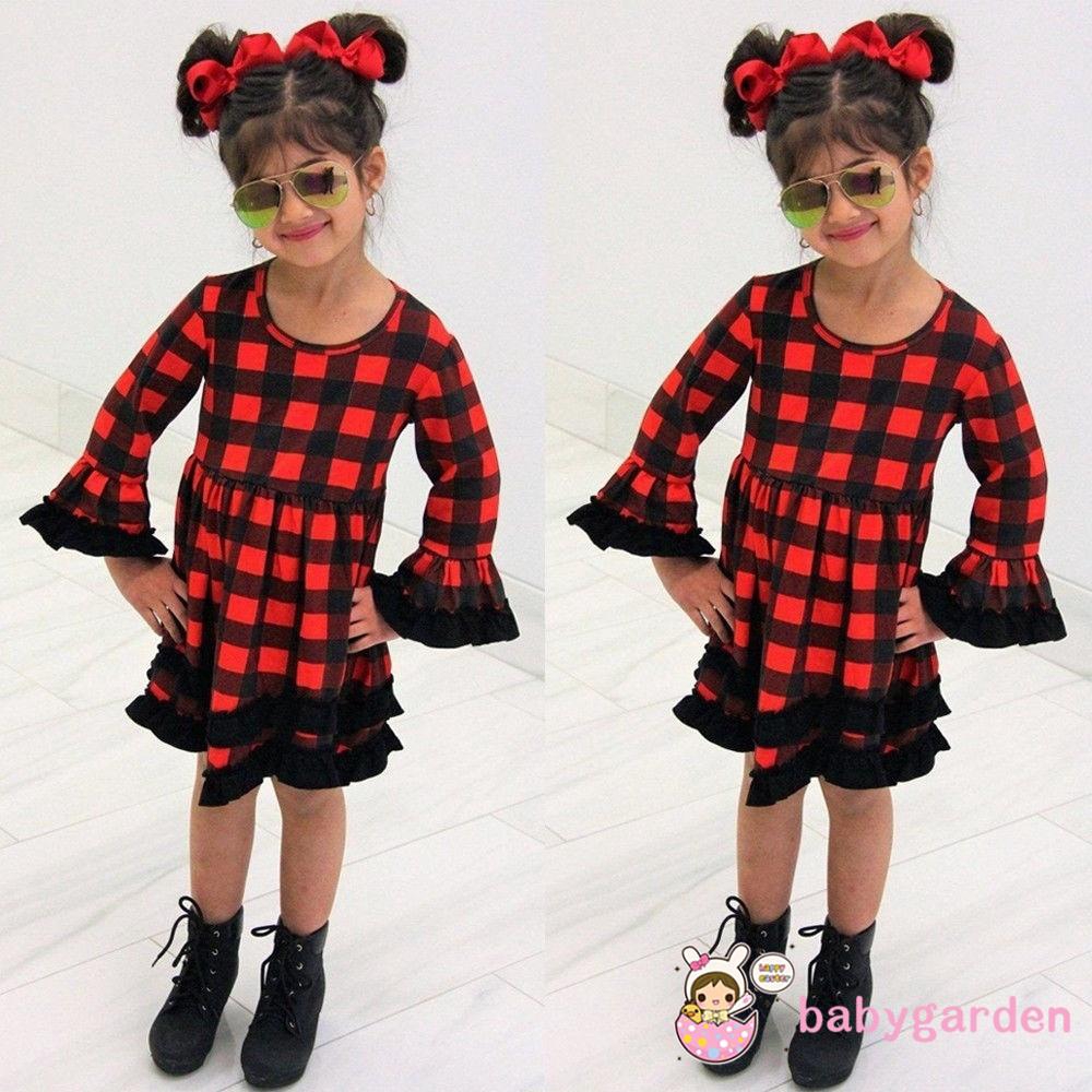 girls red plaid dress
