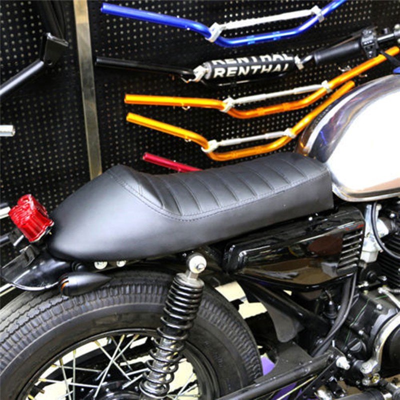 Aramox Motorcycle Seat,63cm Motorcycle Refit Hump Vintage Cushion Saddle Universal for Retro Cafe Modification Black 