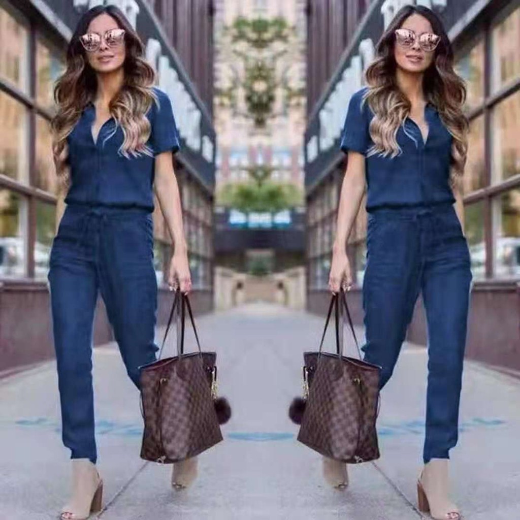 COD#8098 Fashion Casual Jumpsuit Soft Denim | Shopee Philippines