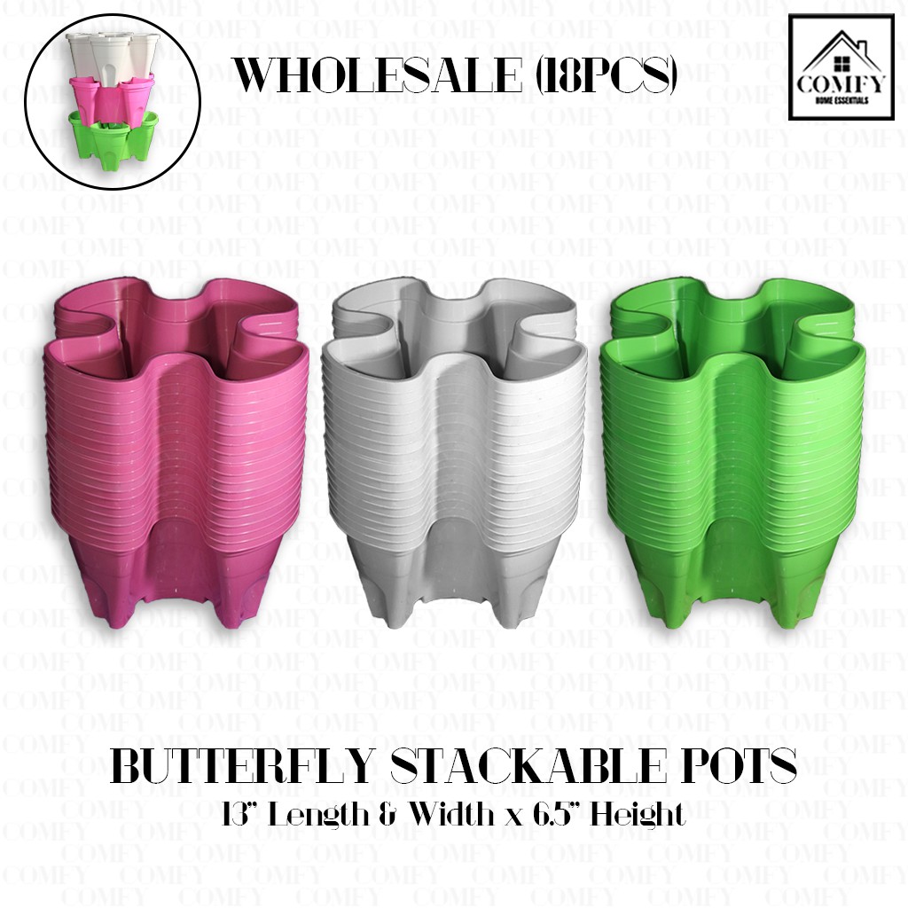 (WHOLESALE) 18PCS/SET 13 Inches Butterfly Stackable Tower Vertical