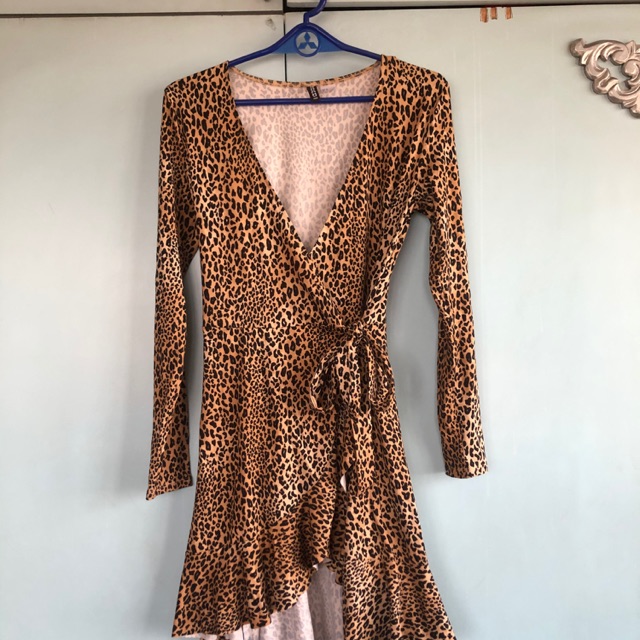 leopard wrap dress h&m