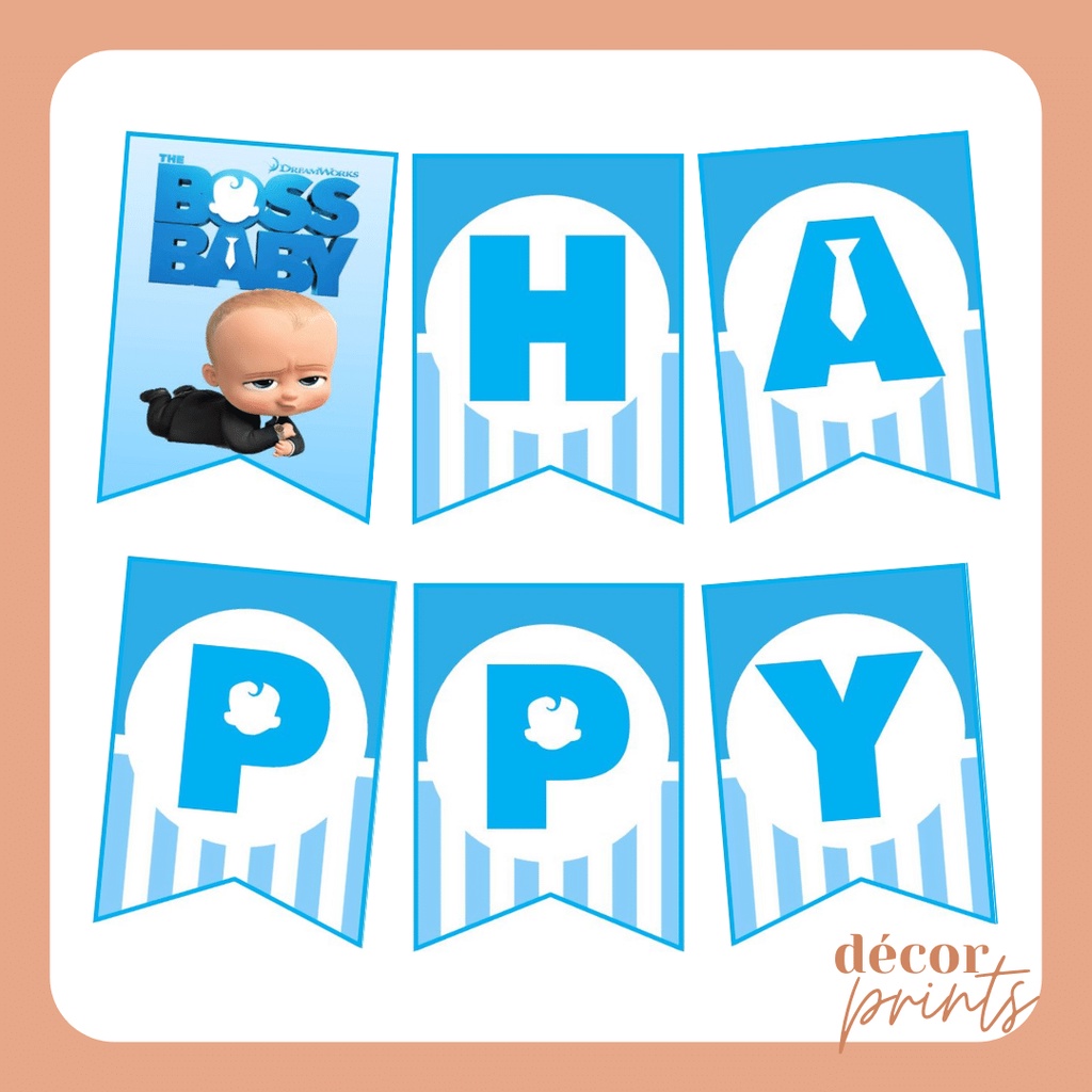 SOLD PER LETTER Customized Boss Baby Happy Birthday Banner | Shopee ...