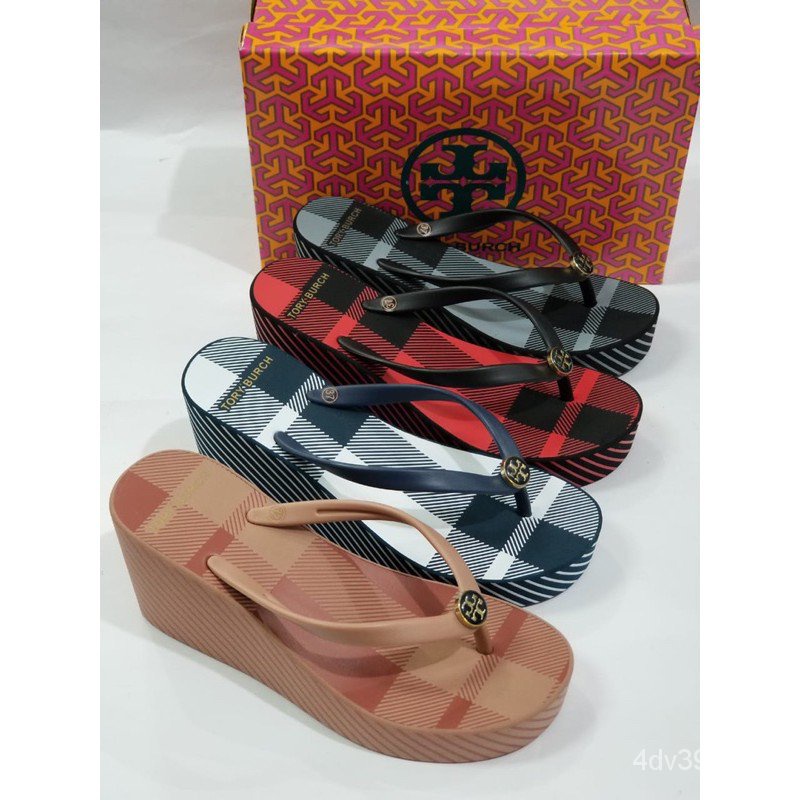 New Tory burch Sandal Jepit Wedges 7 cm Premium Quality 4KMV | Shopee  Philippines