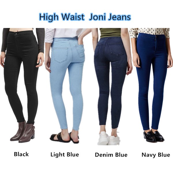 high waisted navy blue jeans