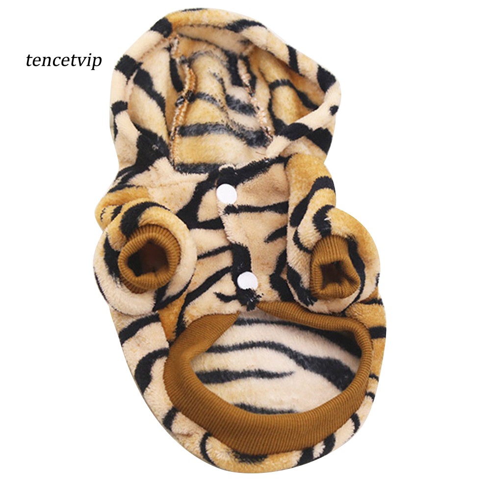 【Vip】Dog Puppy Hoodie Tiger Style Warm Flannel Dog Clothing Costume Winter Warm Coat #7