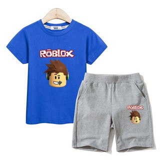 Kids Fashion Suit Roblox Clothing Boys T Shirt Pants Sets Boy Costume 2pc Set Shopee Philippines - blue roblox suit