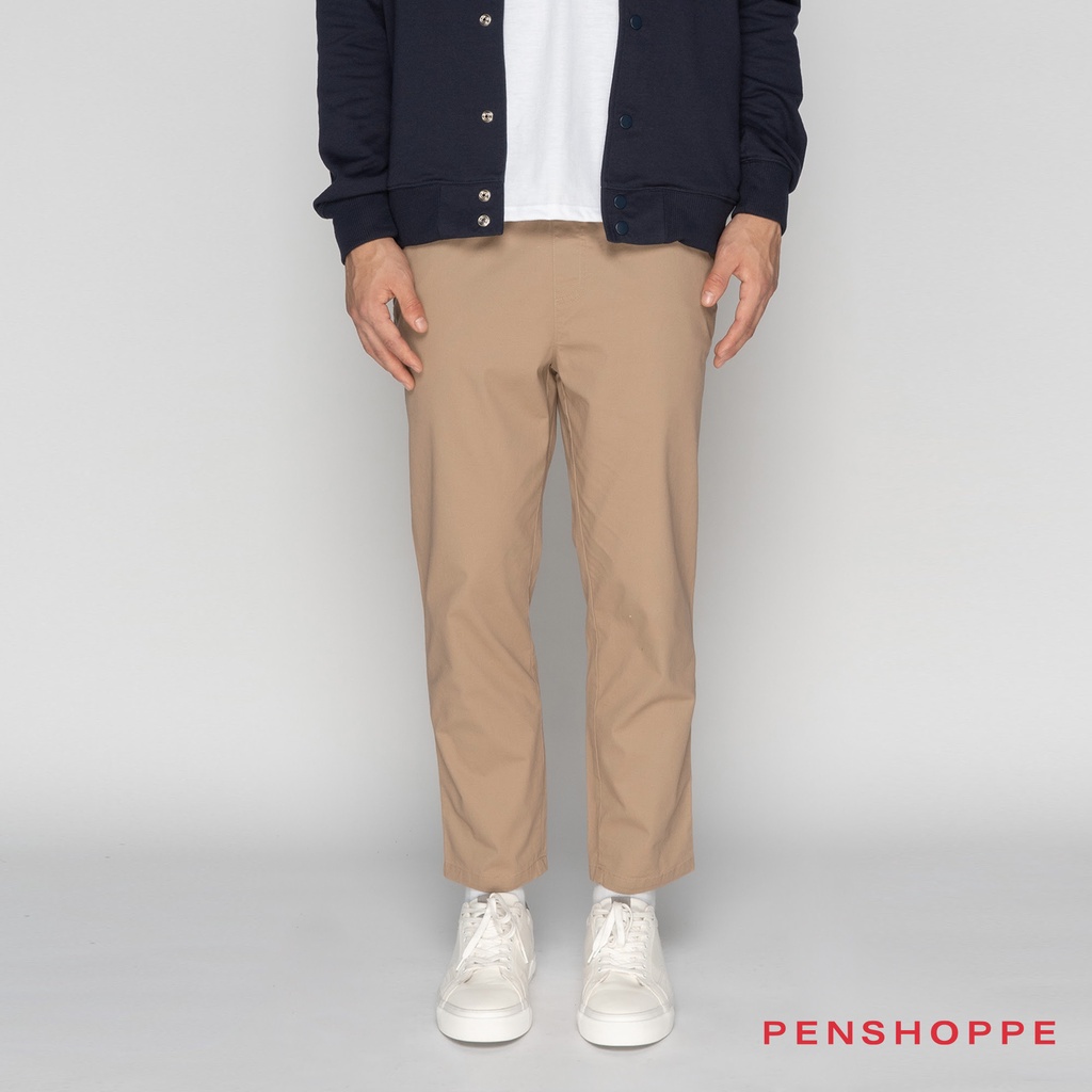 Penshoppe Basic Dapper Fit Ankle Length Pull On Trousers For Men (Dark ...