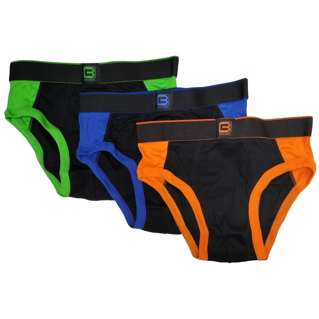 Baleno Underwear 3 Pieces Plain Assorted Colors Cotton Brief for Adult ...