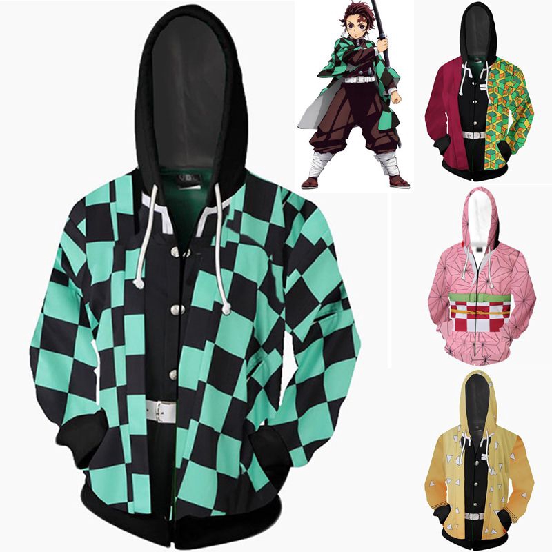 anime demon slayer kimetsu no yaiba kamado tanjirou nezuko hoodie cosplay  zipper hoodie jacket