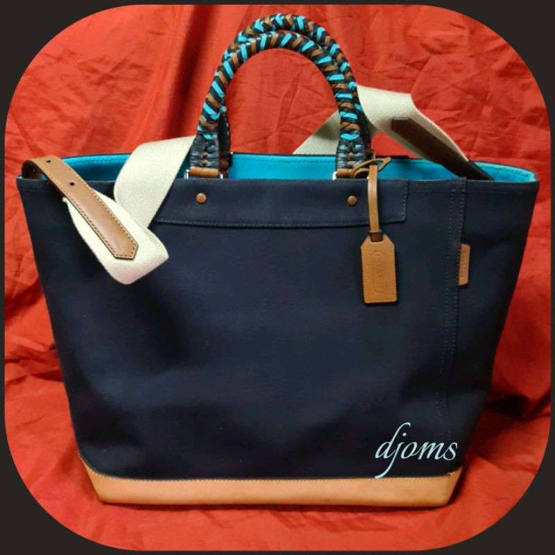 Coach Navy Blue Bleecker Canvas Beach Tote Bag | Shopee Philippines