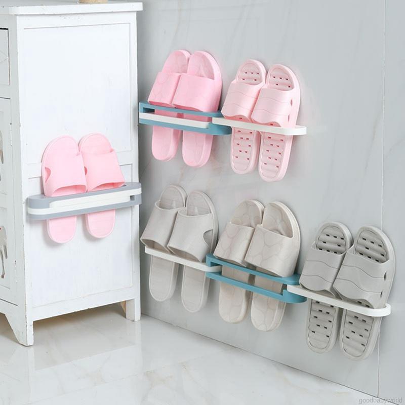 Useful] 3-in-1 Slippers Holder Wall-mounted Type Household Punch-free Towel  Storage Rack Foldable | Shopee Philippines