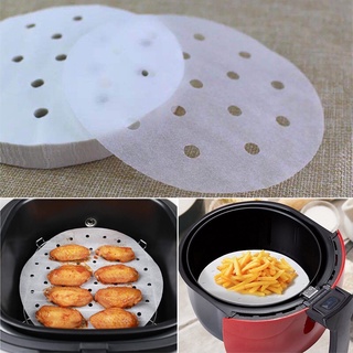 Bamboo Steamer Non-Stick Steaming Mat for Baking Cookies Air Fryer 100 Pcs Perforated Air Fryer Liners/Steaming Parchment Liner Cooking Air Fryer Parchment Paper Sheets by ASTER 