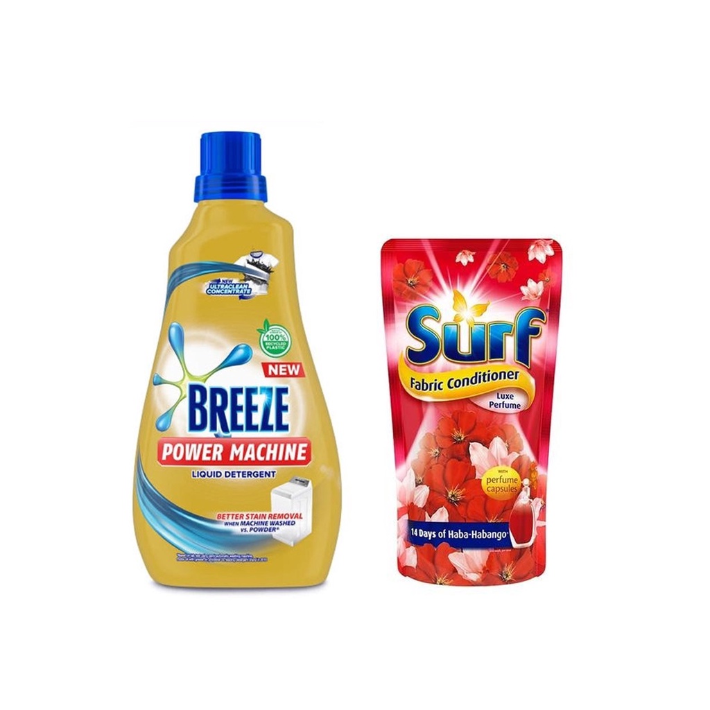 Breeze Liquid Detergent Power Machine 1L Bottle + Surf Fabric