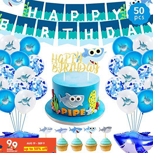 Baby Shark Birthday Party Supplies For Boys And Girls 50 Ocean Shark Theme Party Decorations Shopee Philippines