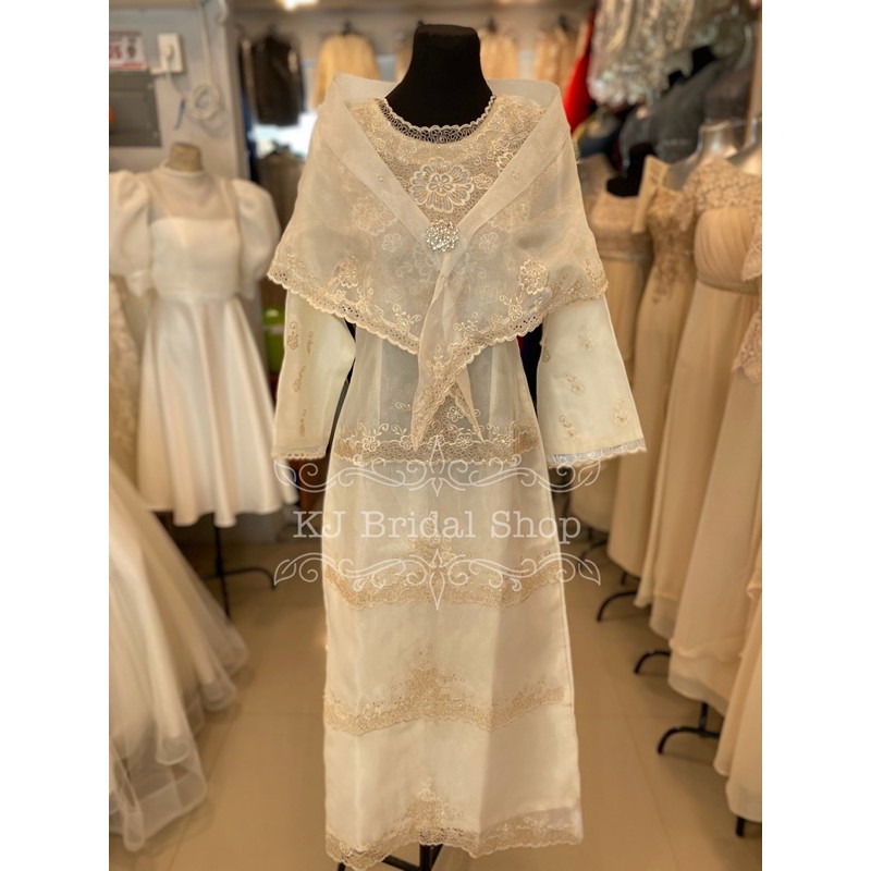 long sleeve filipiniana dress