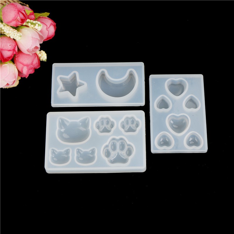 Resin Jewelry Mold Diy silicone crystal Cat face Cat's claw Moon Stars heart SR 
