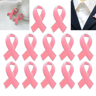 12pcs Zinc Alloy Brooch Breast Cancer Awareness Pink Ribbon Brooch Pin