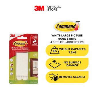 3M Command Picture Hanging Strips, Large, White 4 sets of Large Strips, 24