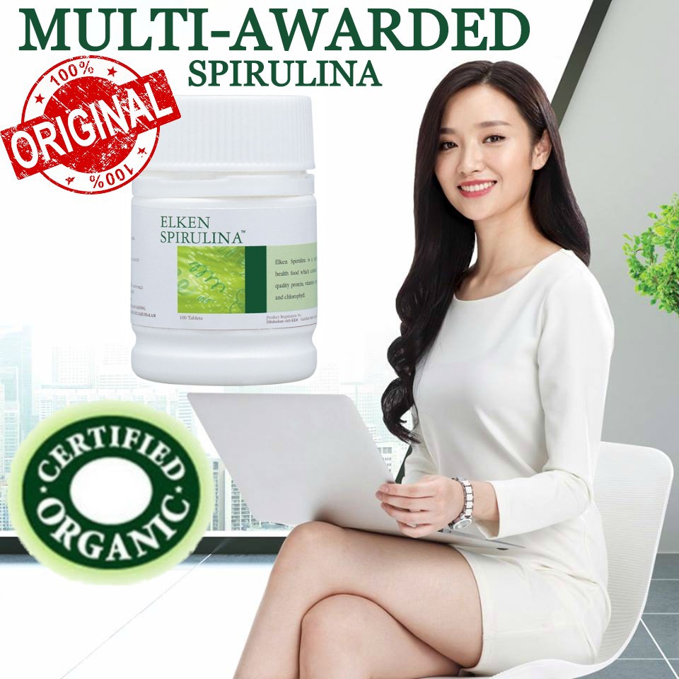 ELKEN Spirulina, MultiAwarded Certified Organic, 100 Tablets Shopee