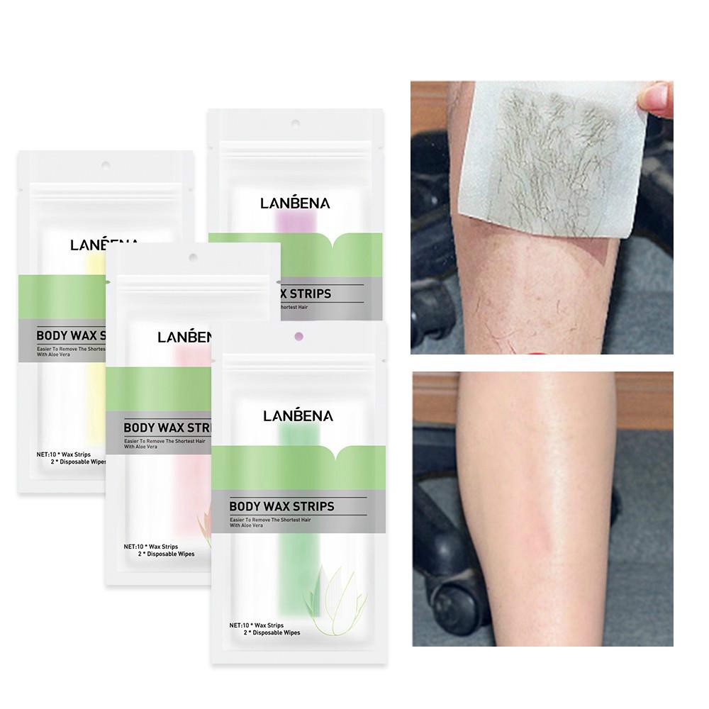 LANBENA 10Pcs Body Hair Removal Depilatory Wax Strips Papers Calf