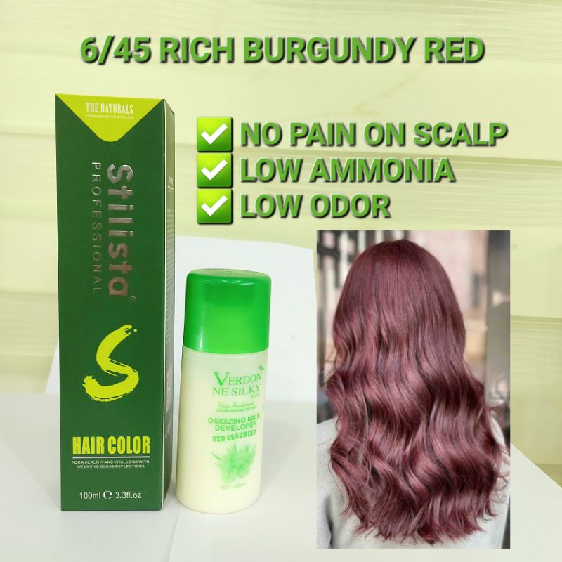 Stilista Hair Coloring Cream Set,Rich Burgundy Red 5/45 Low Ammonia