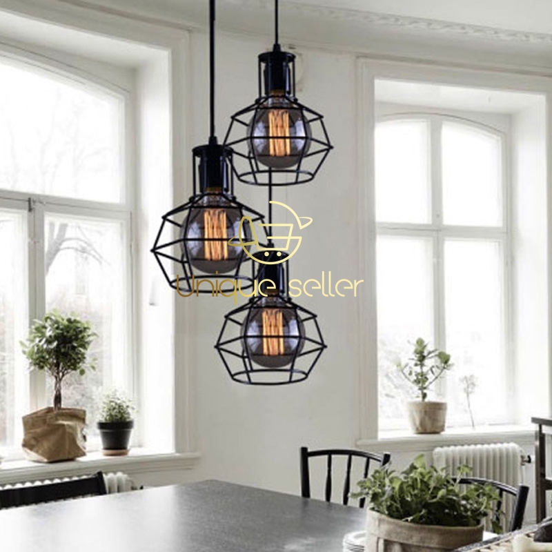 Nordic loft retro Iron cage pendant light modern light fixture American Industrial vintage Lamp