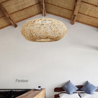 [FENTEER] Rattan Pendant Lamp Weave Retro Chandelier Hanging Lighting Fixture for Bedroom Dining Room Kitchen Hotel #9