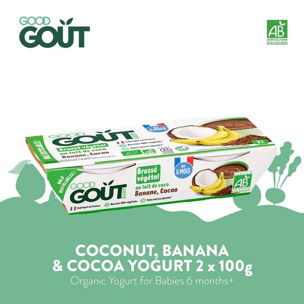 GOOD GOUT Organic Coconut, Banana and Cocoa Yogurt for Babies 6 months+