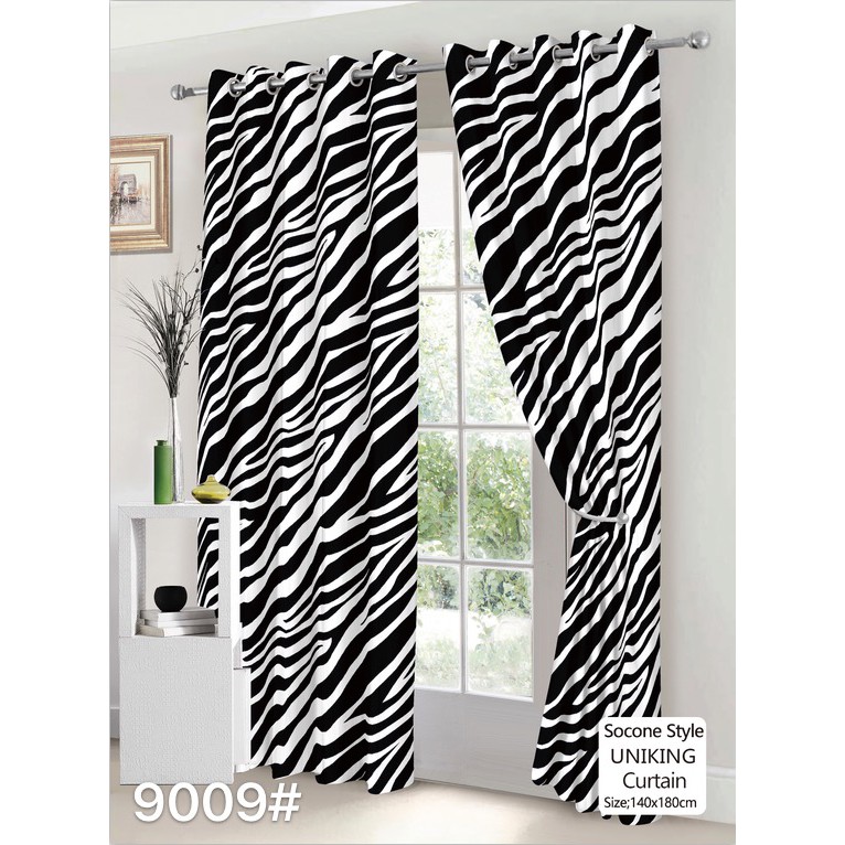 Sales Black And White Stripes Curtain Simple Bedroom Windows Curtains No Ring 1pcs Shopee Philippines