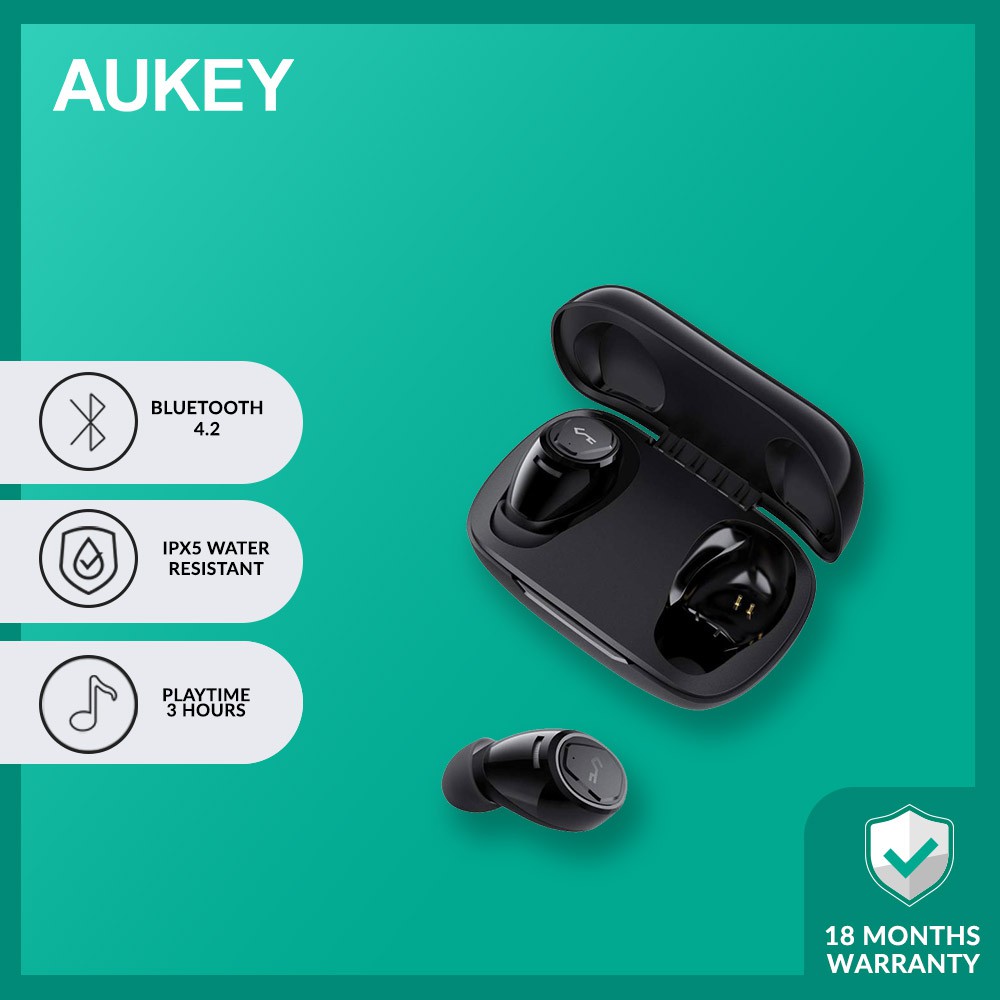 Aukey True Wireless Bluetooth Earbuds Earphones Stereo Calls, Noise