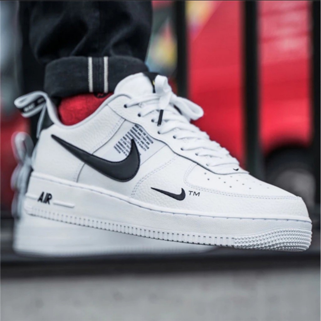 ∈㍿Nike Air Force One AF1 BlackWhite Double Hook Simple Deconstructed ...