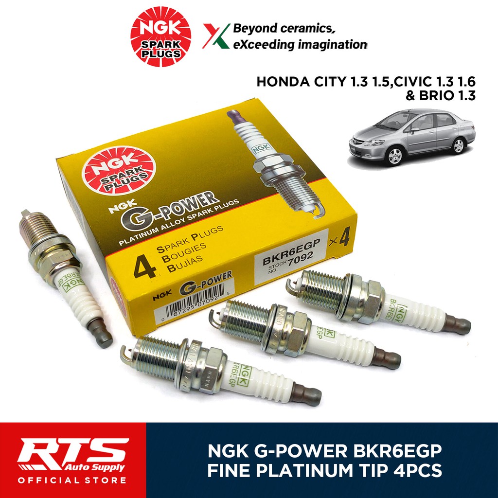 NGK BKR6EGP Platinum Spark Plug For Honda City Civic Jazz Brio 4Pcs