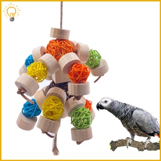 【COD】 Parrot Wooden Chew Toy Colorful Rattan Ball Block Knots Tearing Toy Bird Cage Accessories Bird Supplies